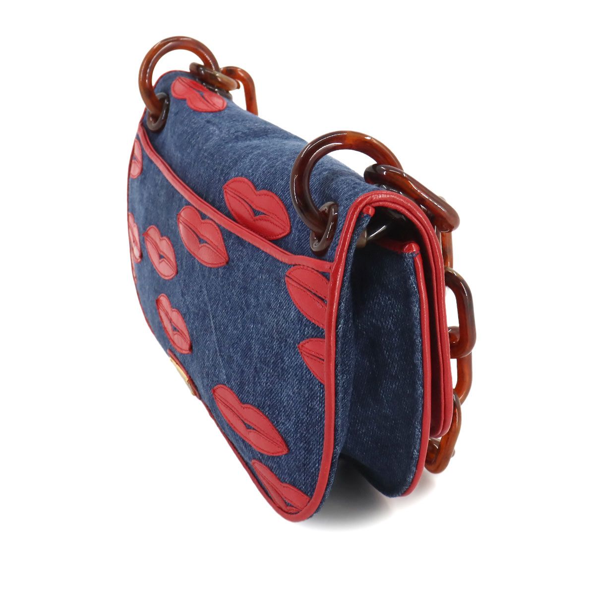 新品同様 プラダ PRADA プラチェーン ショルダー バッグ デニム
