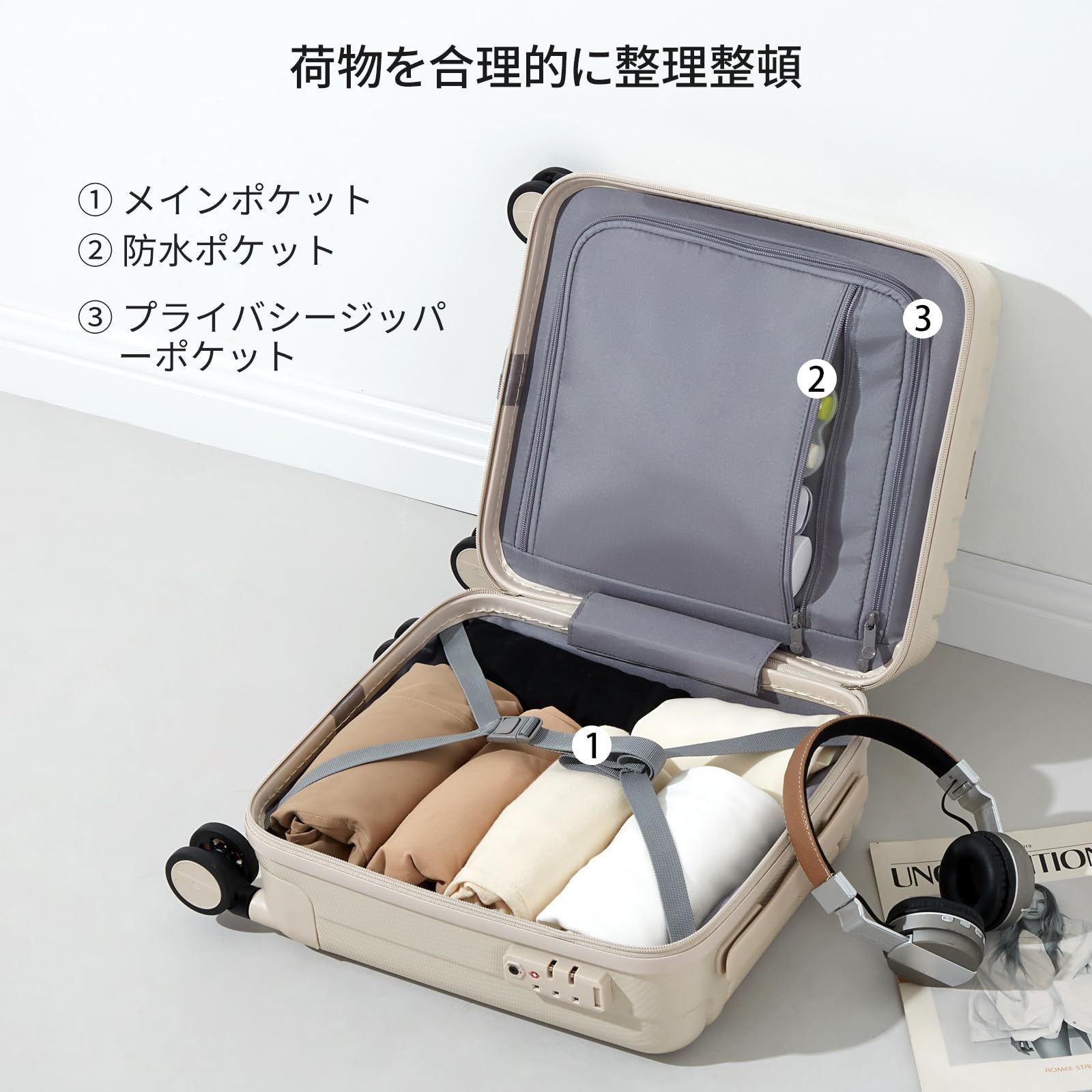 数量 SSサイズ 超軽量 スーツケース 機内持ち込み 1泊2日 キャリーケース 耐衝撃PC材質 静音回転自在ホイール Hanke ショートトラベルスーツケース TSAロック搭載 14インチです アイボリーホワイト