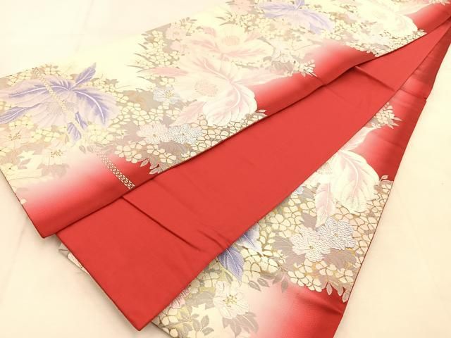 平和屋着物◎六通柄袋帯 唐織 カトレア花文 金銀糸 正絹 逸品