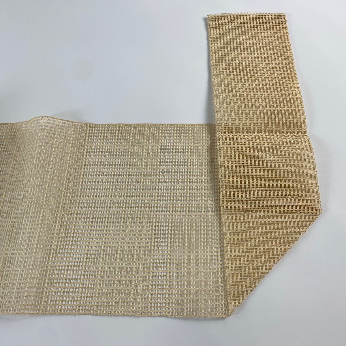夏帯 羅 八寸名古屋帯 松葉仕立て 正絹 縦縞 未使用 イ5717 名古屋帯 美品 秀品 夏帯 八寸名古屋帯 松葉仕立て よろけ縞