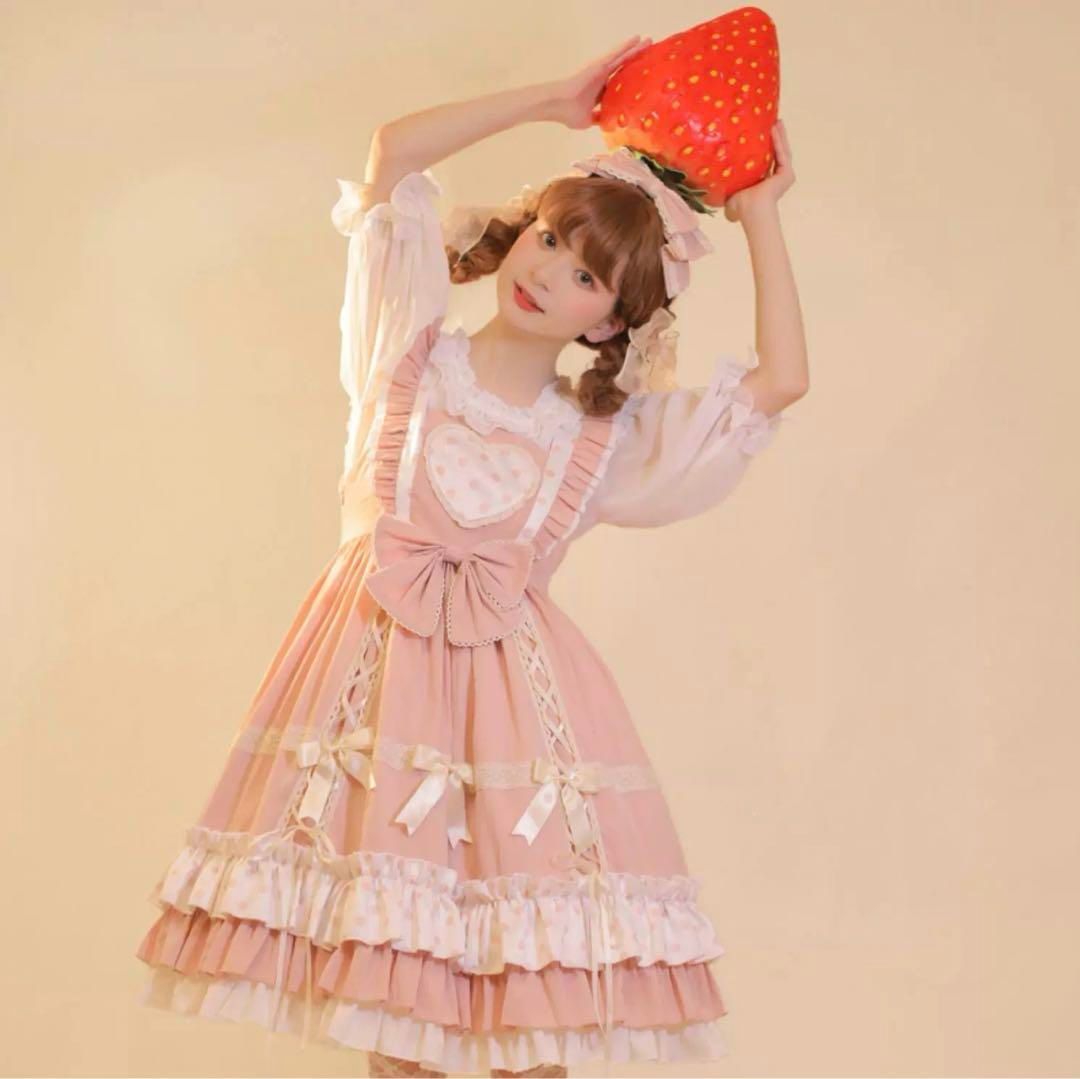♥ ピンク系ロリータワンピース♪リボン×フリル