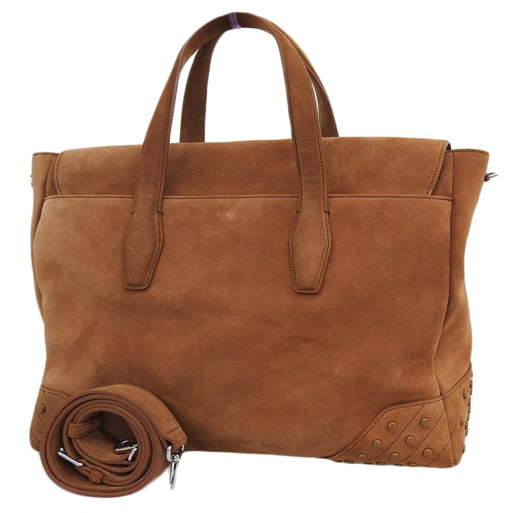 ファッションモデル 本物保証 布袋付 超 トッズ TOD S アンヴェロープ 2WAYバッグ バックスキン スエード スタッズ ライトブラウン エンベロープ 【予約注文】