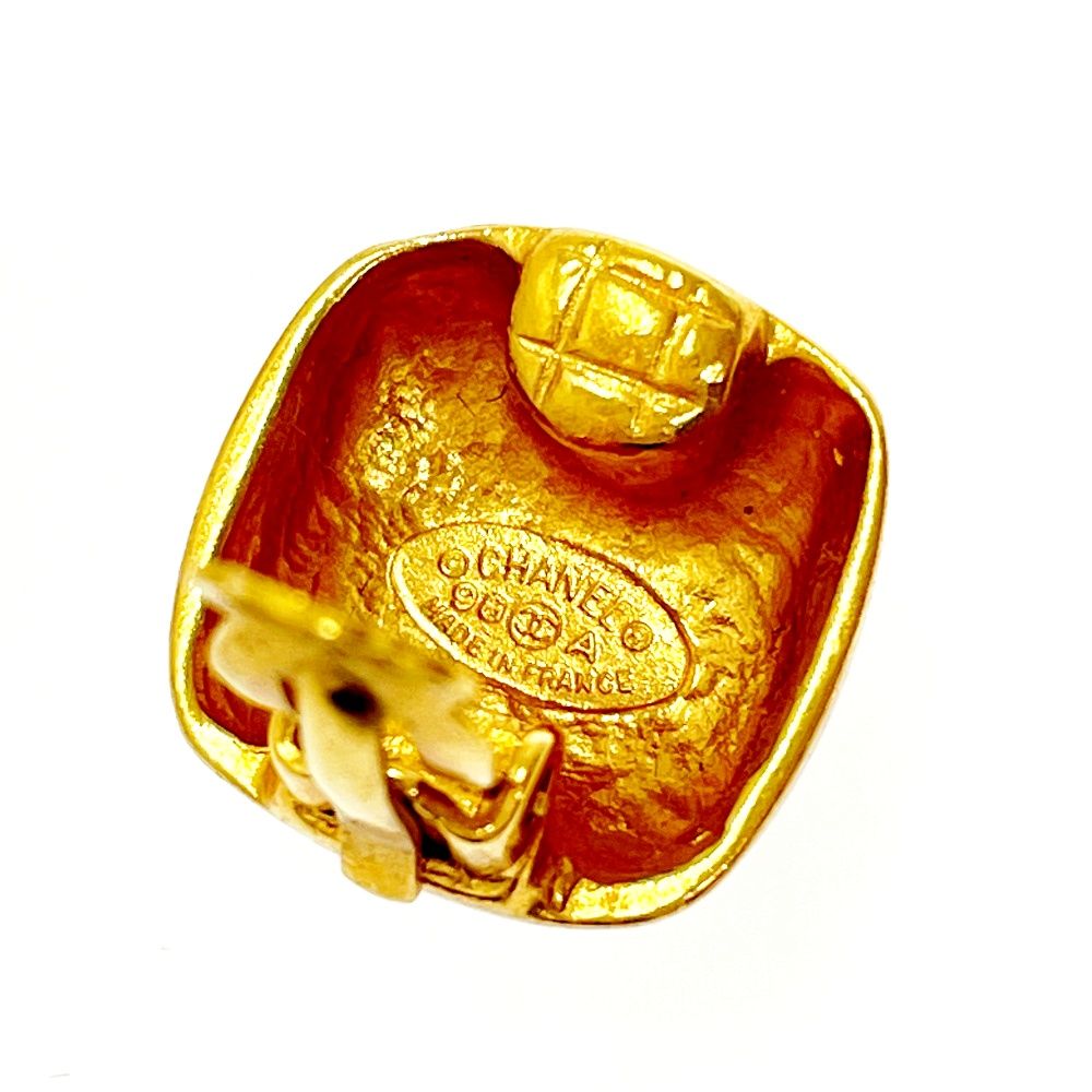 中古】CHANEL シャネル GP スクエア ココマーク イヤリング