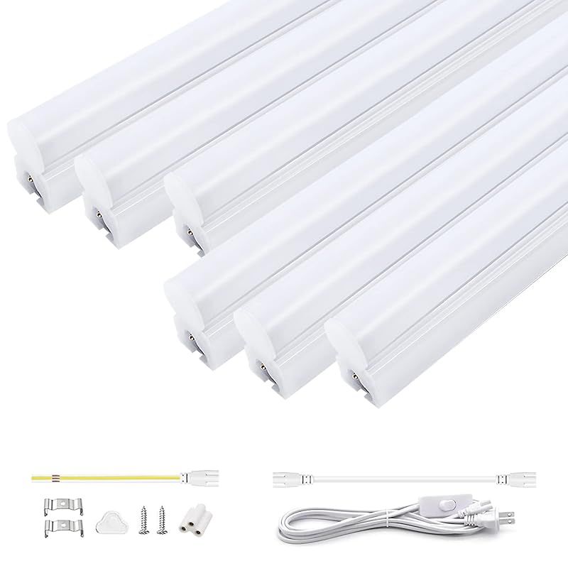 明るく節電 器具一体型 LED蛍光灯 20W形 57cm T5 直管 昼光色 高輝度1350LM 9.5Ｗ 蛍光管 AC85-265V 180°広配光 低発熱 低ノイズ 耐高温 チラツキなし 照明器具 10本連結可 1.8ｍ電源コード 配線工事不要取付簡単 昼