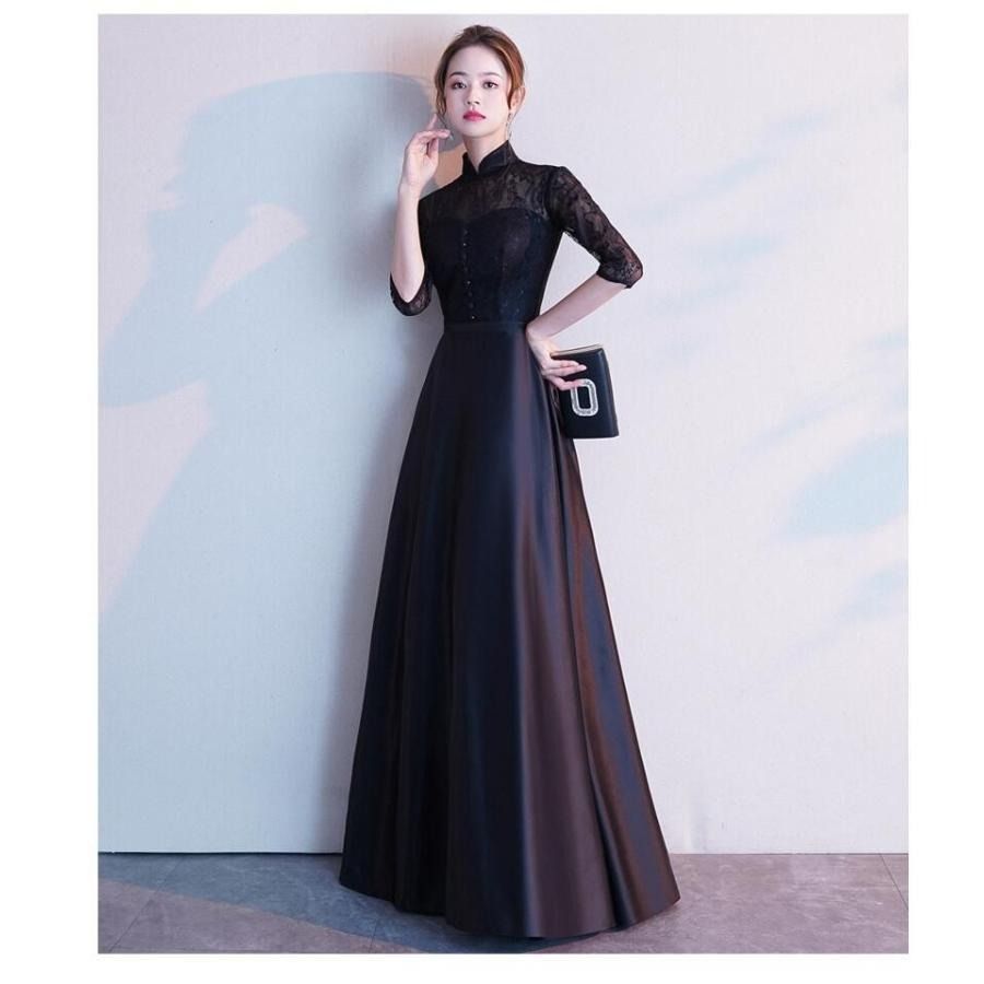 ウエディングドレス パーティードレス 立ち襟 Aラインワンピース 結婚式 二次会 披露宴 演奏会 発表会 ピアノ 大きいサイズ イベント用 袖あり