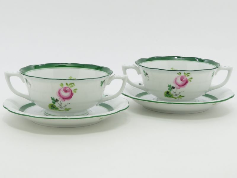 ヘレンド ウィーンの薔薇 スープカップ&ソーサー　２客セット ヘレンド カップ＆ソーサー□ウィーンのバラ 2客セット 1 【公式通販】