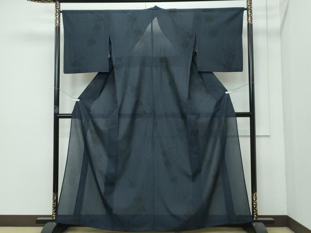 平和屋着物 上 夏物 結城紬 夏結城 100亀甲 葡萄唐草文 CZAA3581s5