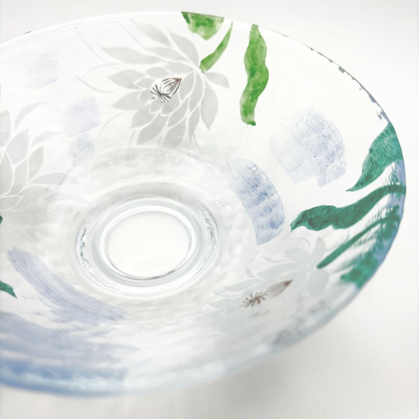 茶道具 抹茶茶碗 ガラス 平茶碗 月下美人 耐熱 耐熱硝子 今岡都作作 [A