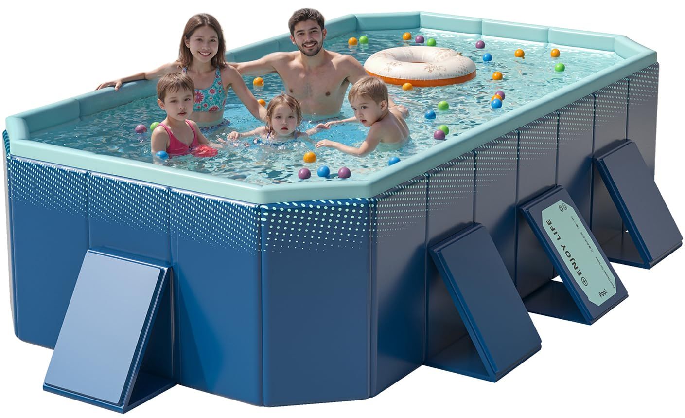 OMATA 2025新改良 工場直売 非膨張式プール 新デザイン ビニールプール 空気入れ不要 大型 子供用 家庭用 長方形 折り畳み式 収納便利 1秒高速オープン 耐高温 耐摩擦 安全無毒 水遊び 猛暑対策 家庭用 屋内用 アウトドア用 大型 水遊び