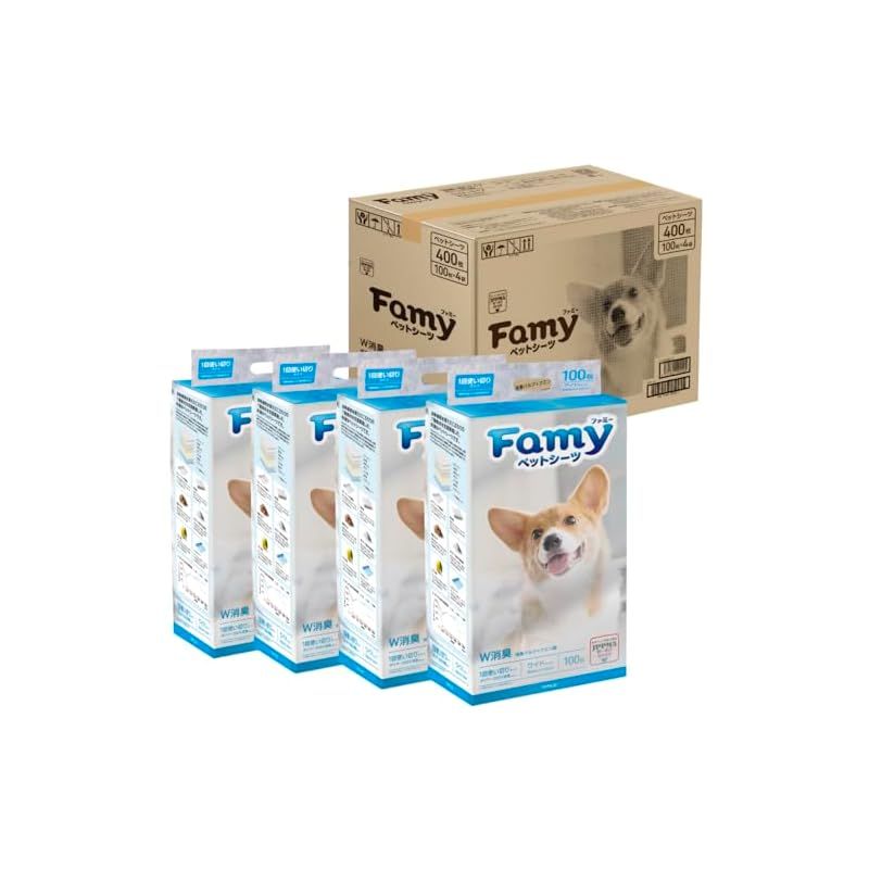 Famy ファミー ペットシーツ うす型 薄型 1回使い切りタイプ ワイド 400枚入り 100枚入り×4