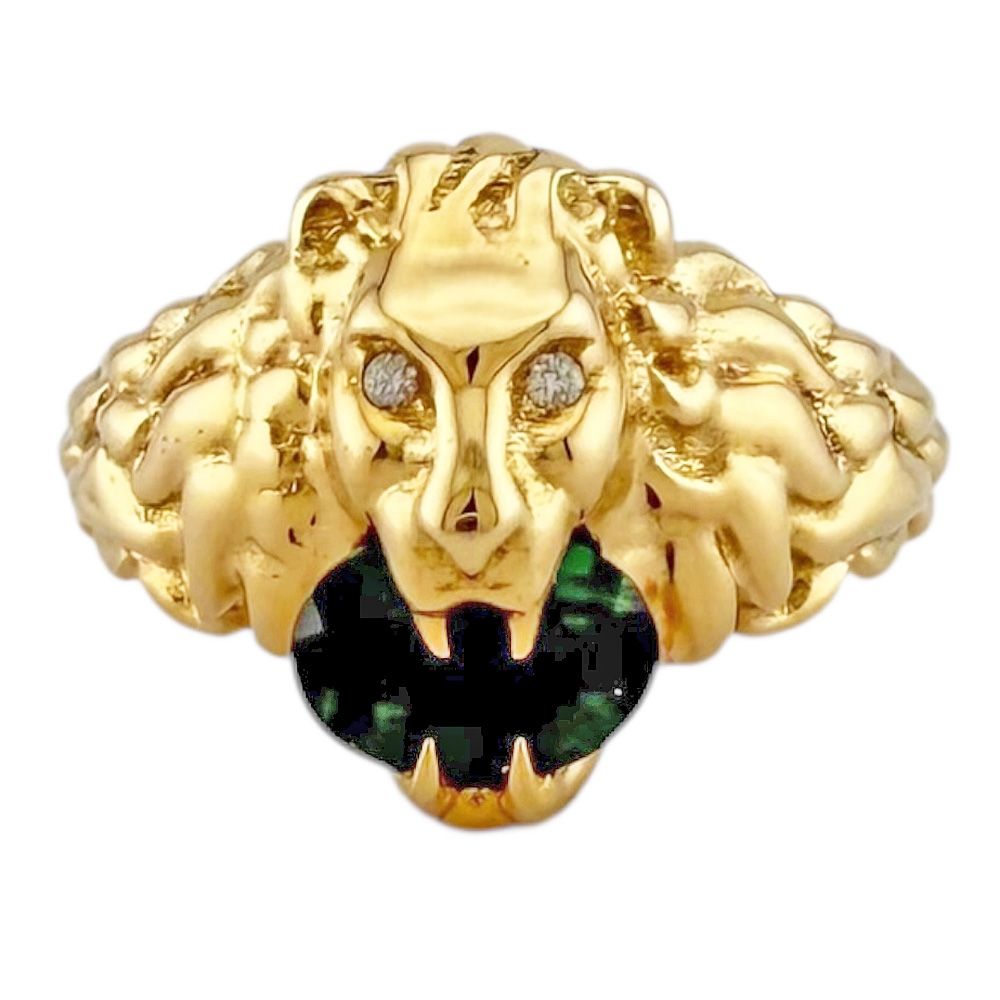 グッチ ライオンヘッド リング 指輪 10号 18金 K18イエローゴールド