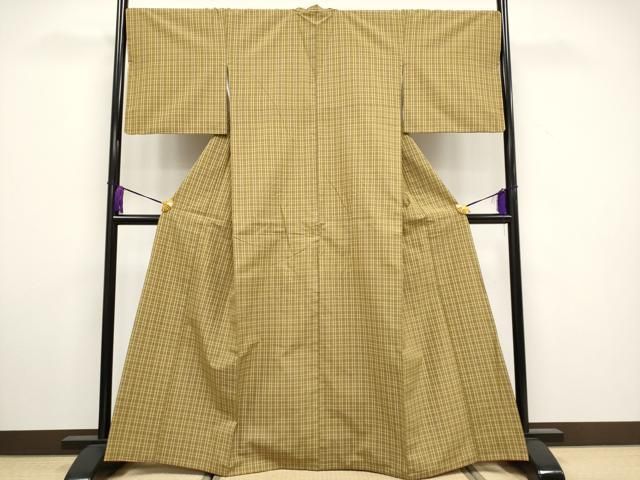 本物保証、信用第一！ 平和屋本店 上 綿薩摩 木綿 格子柄 枯茶色地 CYAA3325s5 ファミリアベスト