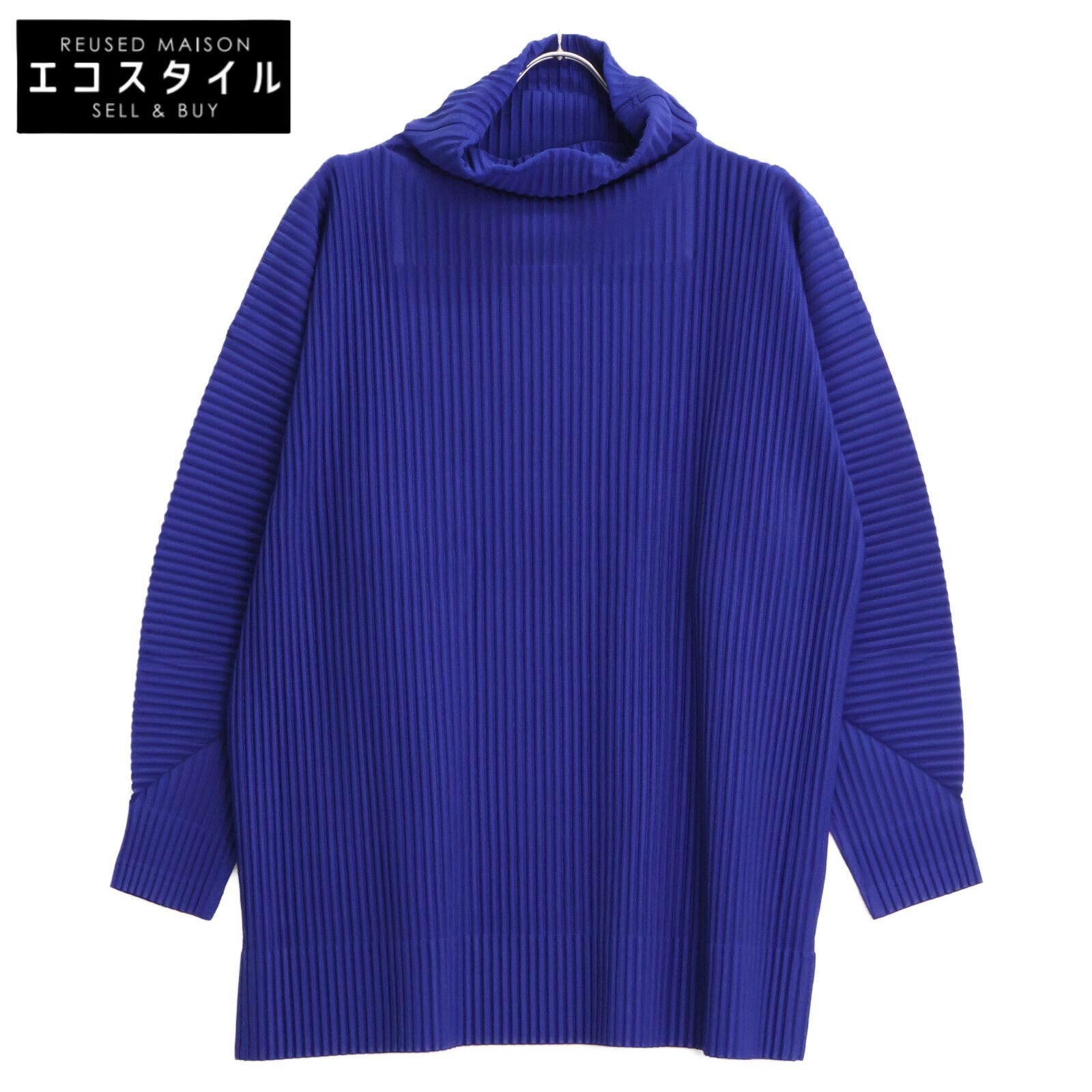 HOMME PLISSE ISSEY MIYAKE オムプリッセ イッセイミヤケ ﾌﾞﾙｰ HP83JK124 ﾀｰﾄﾙﾈｯｸ ﾛﾝｸﾞｽﾘｰﾌﾞTｼｬﾂ 3