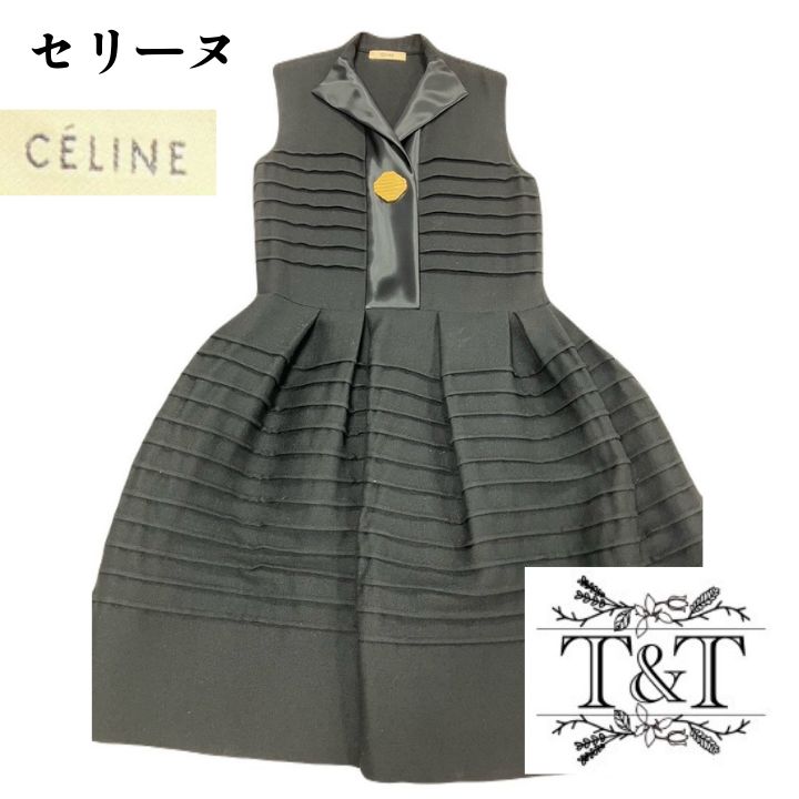 CELINE セリーヌ ドレスワンピース ブラック ポケット付き