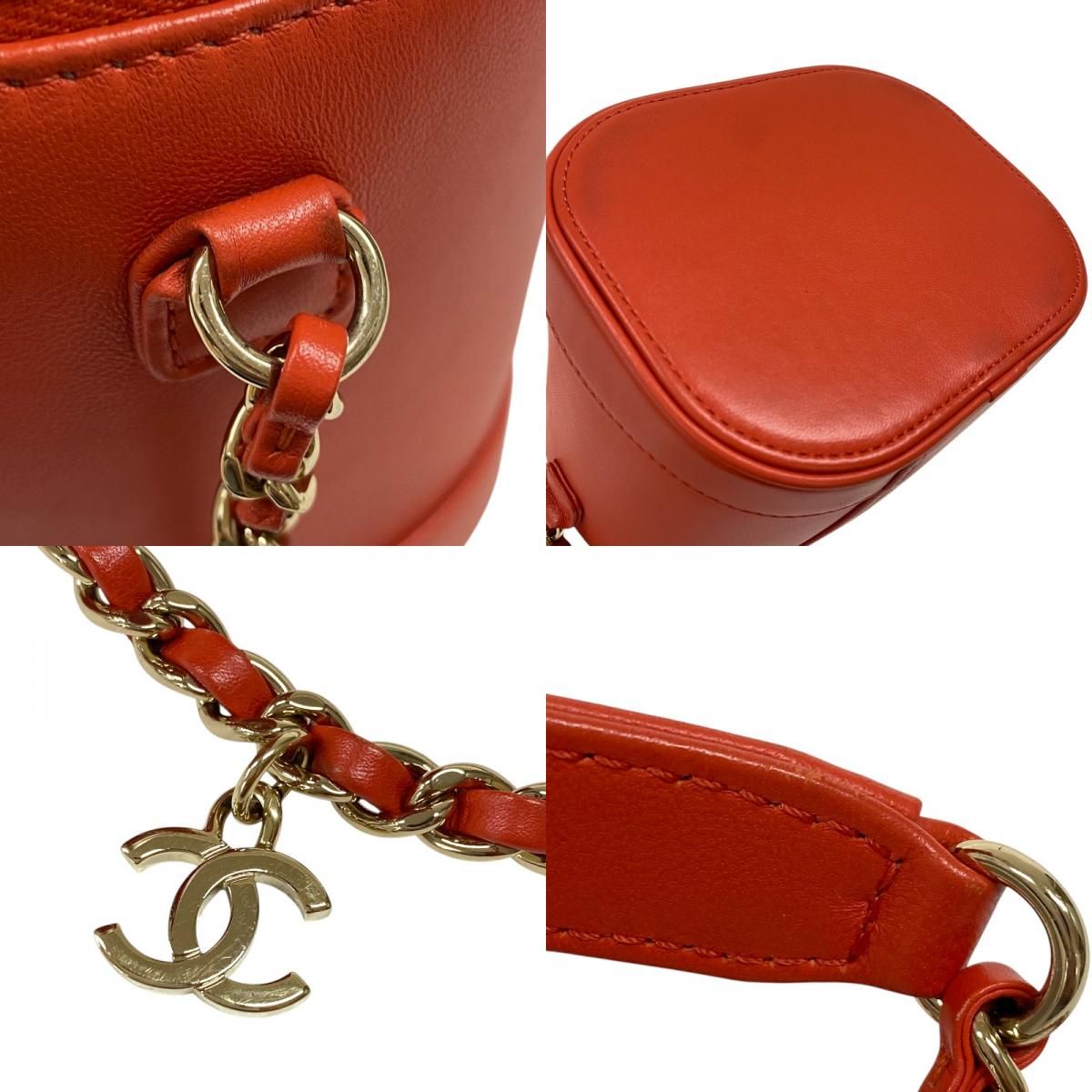 シャネル CHANEL ココマーク チェーンバニティバッグ AS0323 レッド ゴールド金具 ラムスキン レディース ショルダーバッグ シャネル CHANEL ココマーク チェーンバニティバッグ AS0323 レッド