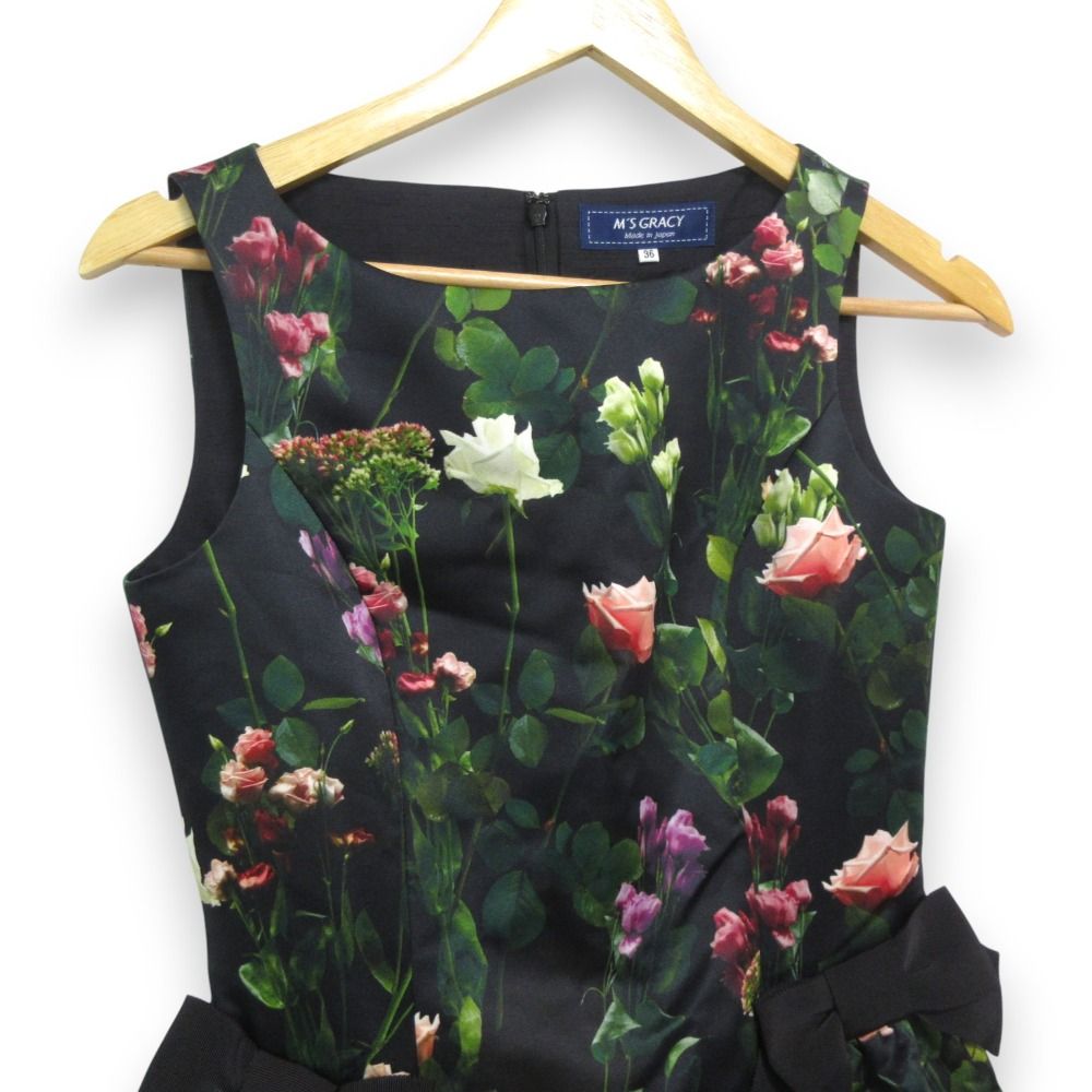 エムズグレイシーモチーフノースリーブワンピース42号LLサイズ