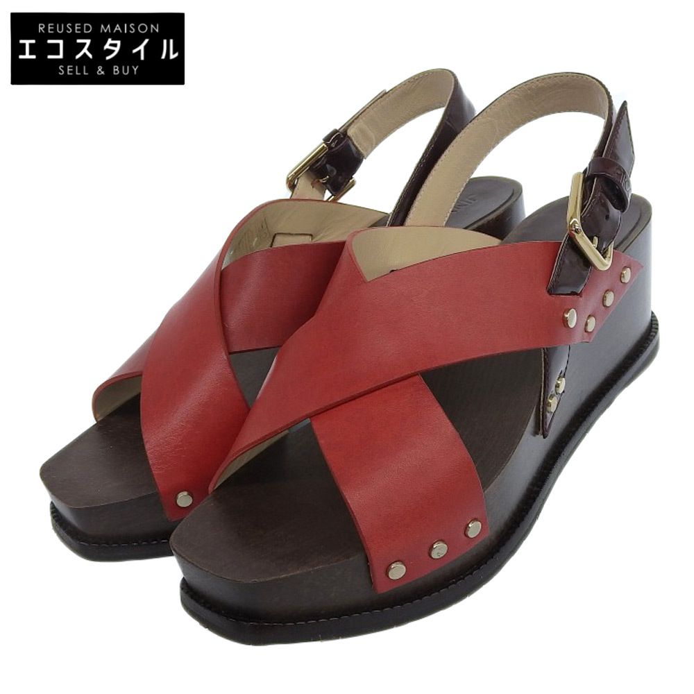 JIMMY CHOO ジミーチュウ Aix | w 60 レザークロスモチーフ ストラップヒールサンダル レディース レッド 37 37
