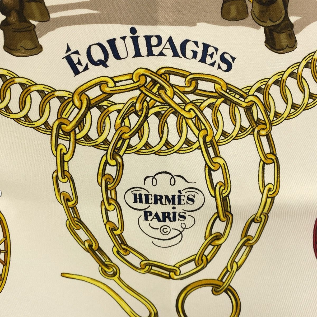 エルメス カレ90 「EQUIPAGES（馬車）」 スカーフ シルク100