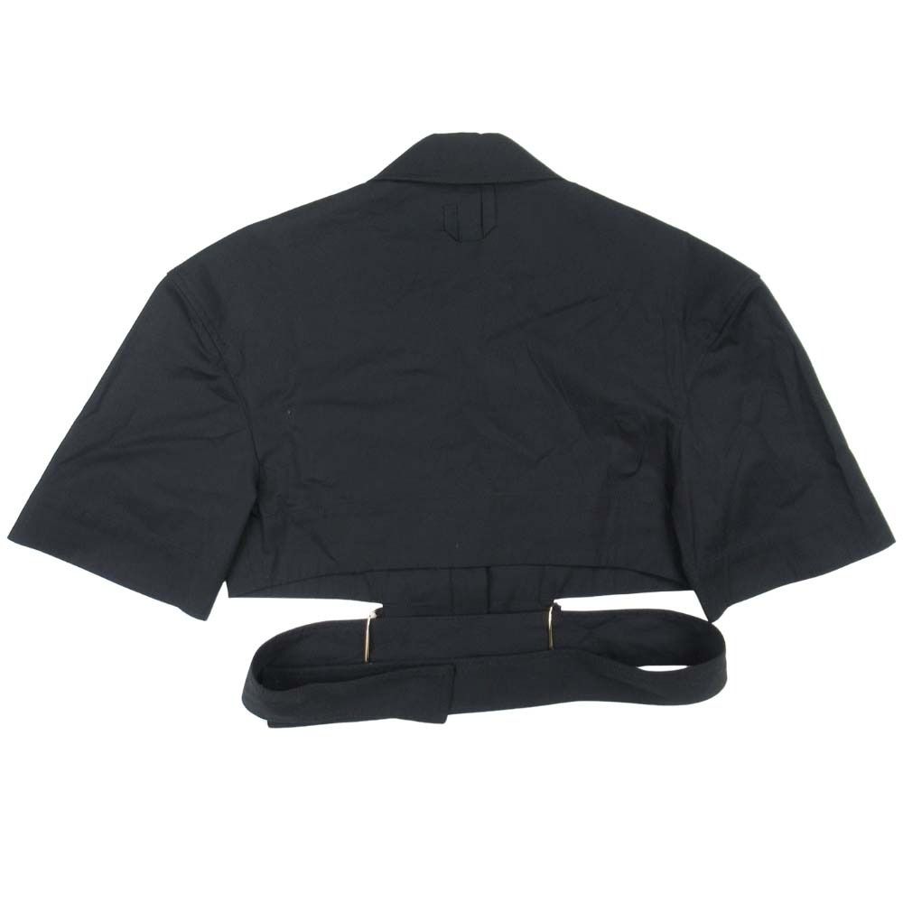 未使用 JACQUEMUS ジャックムス クロップド丈 シャツ ブラウス ドロップショルダー 変形 カットソー 34 黒 ブラック レディース 古着 中古 未使用 JACQUEMUS ジャックムス クロップド丈 シャツ ブラウス