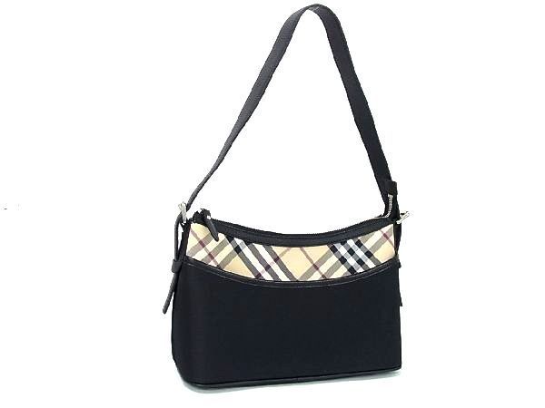 新品未使用 BURBERRY バーバリー ノバチェック ナイロンキャンバス ワンショルダーバッグ レディース ブラック系 AT7475