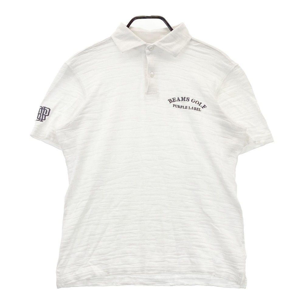 サイズ：M BEAMS GOLF ビームスゴルフ 半袖ポロシャツ 総柄 ホワイト系