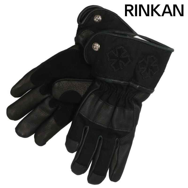 クロムハーツ プラスパッチ付きクロスボールレザーグローブ メンズ M