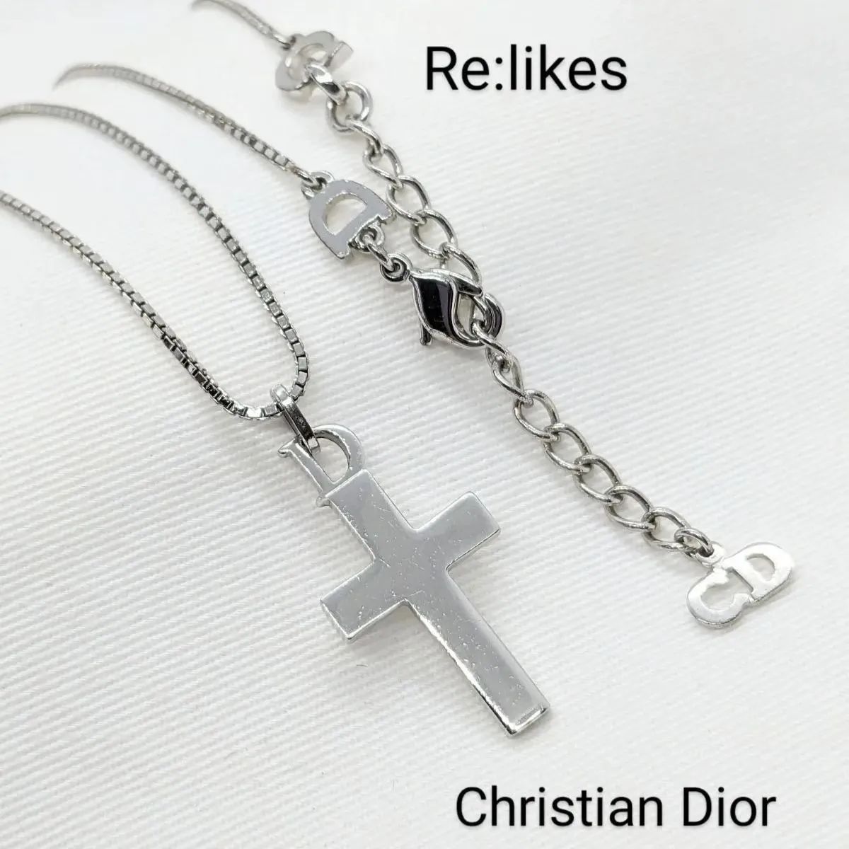 Christian Dior ディオール シルバーカラー クロス ネックレス - Re