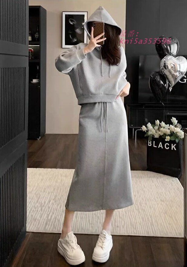 セットアップ スウェット レディース カジュアル 冬 セットアップ 秋冬 上下 ルームウェア スカート 大きいサイズ フード付き 部屋着 上下セット kni5a353596