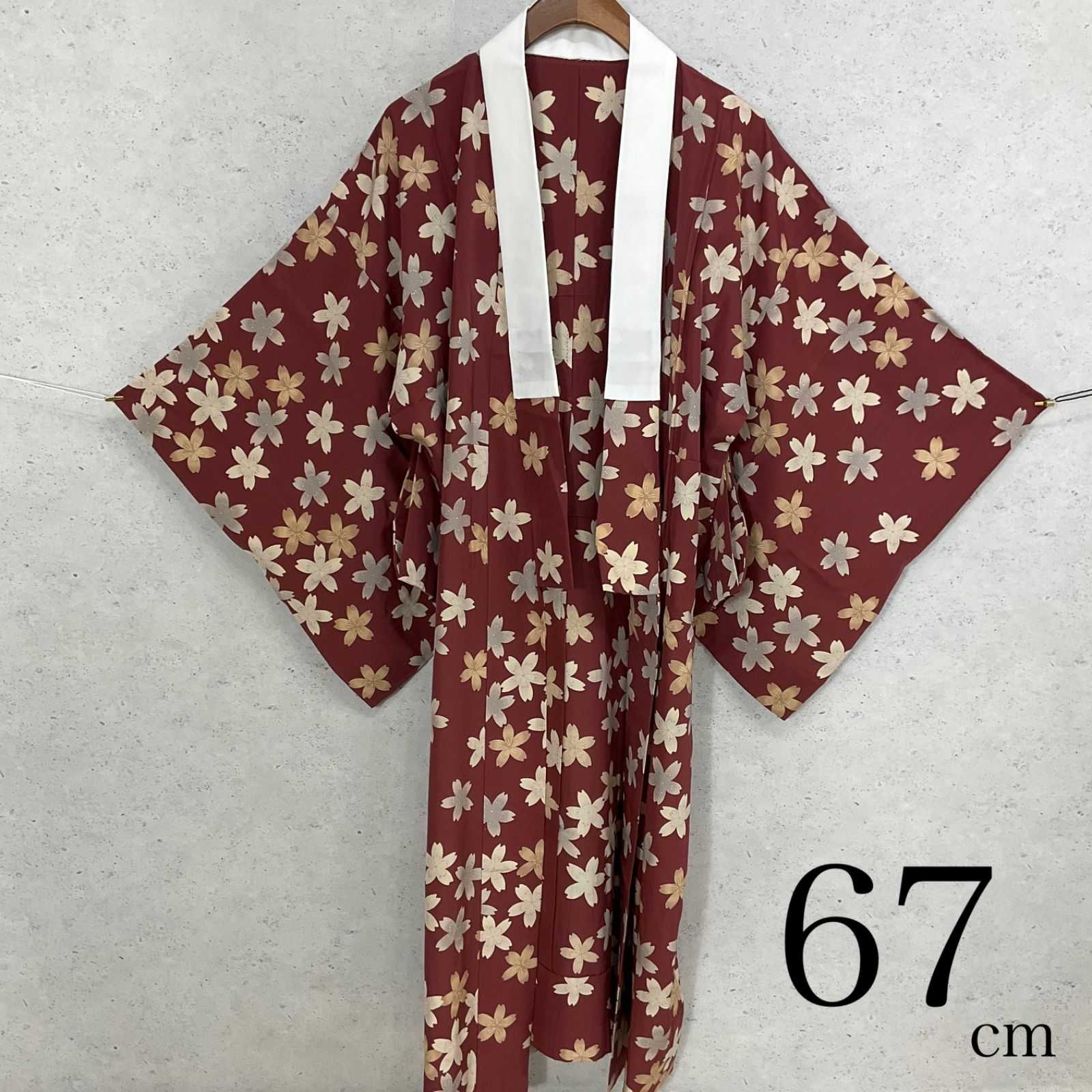 kimono+one◆美品◆長襦袢◆単衣◆桜模様◆正絹◆袖無双◆衣紋抜き付き◆半襟付き◆裄長◆裄67肩丈121.5◆小紋紬附下訪問着留袖袷単衣夏着物◆K1123