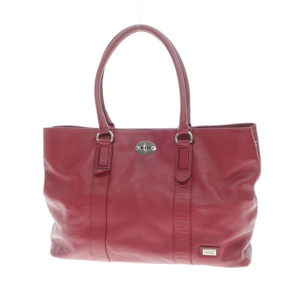【中古】ザネラート ZANELLATO グレインレザー トートバッグ レッド【W45.5，55xH31xD13】【メンズ】