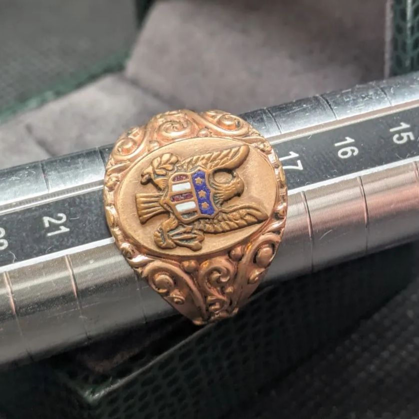 14K 19号 ゴールド シェル アーミー リング ミリタリーリング 白頭鷲 14K 19号 ゴールド シェル アーミー リング ミリタリーリング