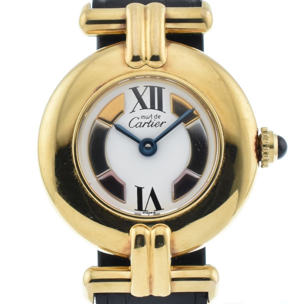 カルティエ CARTIER W1006654 マストコリゼ　ヴェルメイユ SV925(GP)/レザー クォーツ レディース良品内箱付き A#135601