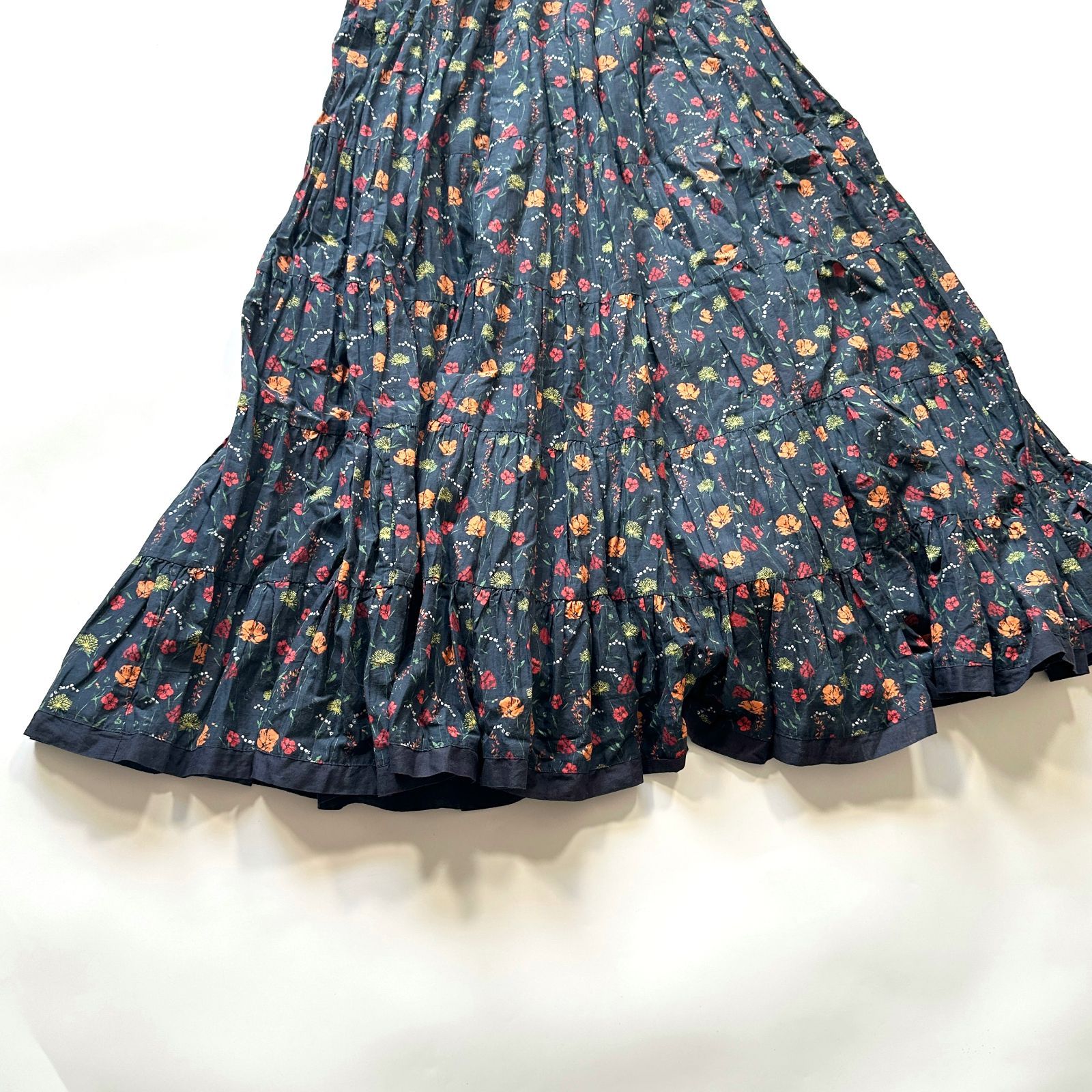 マリハ✨草原の虹のドレス　ロングワンピース　ノースリーブ　ティアード　ブラック マリハ MARIHA 草原の虹 ドレス ワンピース ロング ノースリーブ