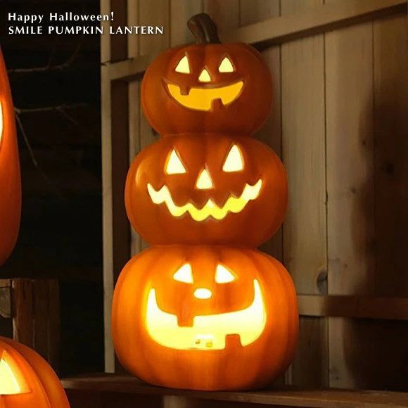 ハロウィン スマイルパンプキン3連ランタン 50cm LED 電池式 W629 ハロウィン 飾り イルミ かぼちゃ オブジェ 置物 ハロウィーン HALLOWEEN かわいい おしゃれ ジャックオーランタン イベント 玄関 店舗装飾 お洒落