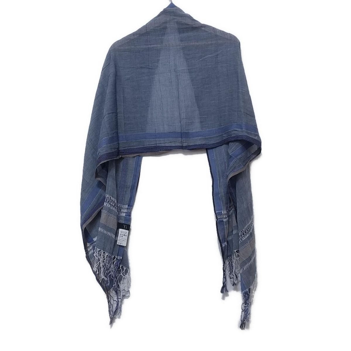 Y s ワイズ ストール ショール - ブルー×ベージュ×マルチ コットン
