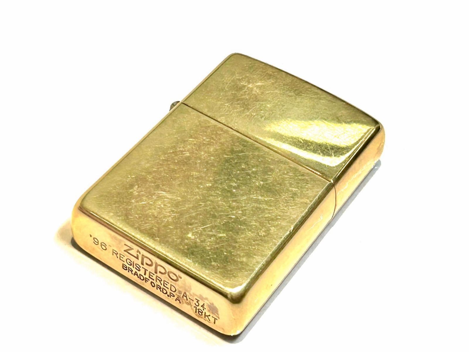 zippo (ジッポー) 18KT 18金 （53g） A-34 1996年製 オイルライター インサイドユニット込み（85g）オイルライター  ゴールド 雑貨/049 - メルカリ