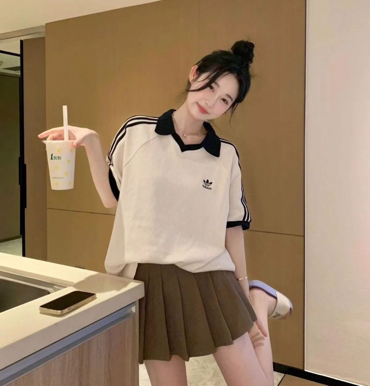 新品未使用 大人気 adidas アディダス ワッフル Tシャツ 半袖 ポロシャツ 男女兼用 Lサイズ