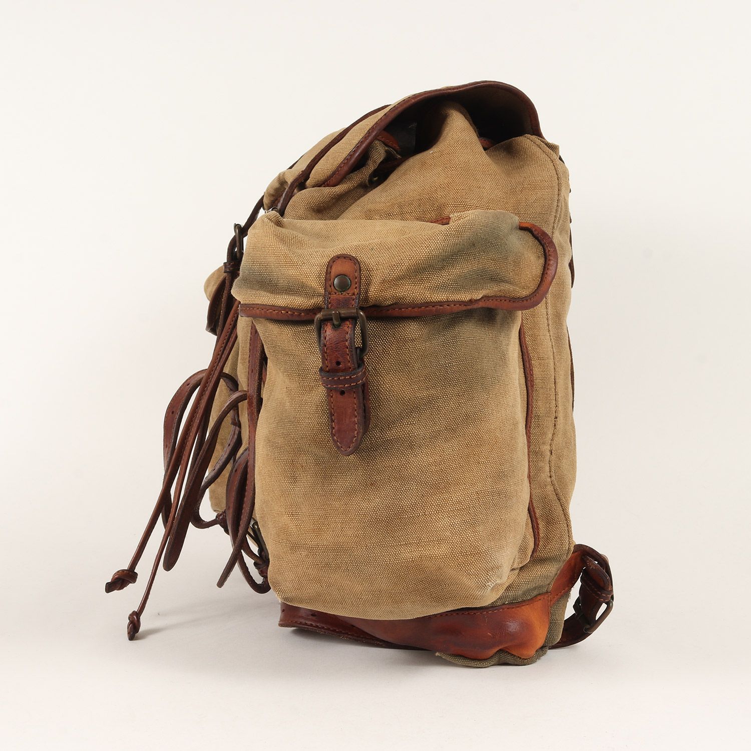RRL ダブルアールエル バッグ 90s 三つ星 レザー コンビ キャンバス