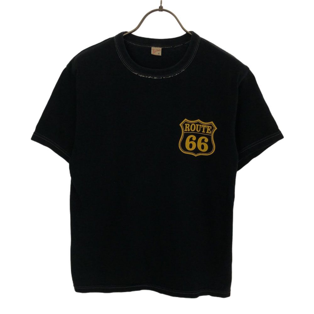 ザフラットヘッド 日本製 バックプリント 半袖 Tシャツ 38 ブラック THE FLAT HEAD メンズ