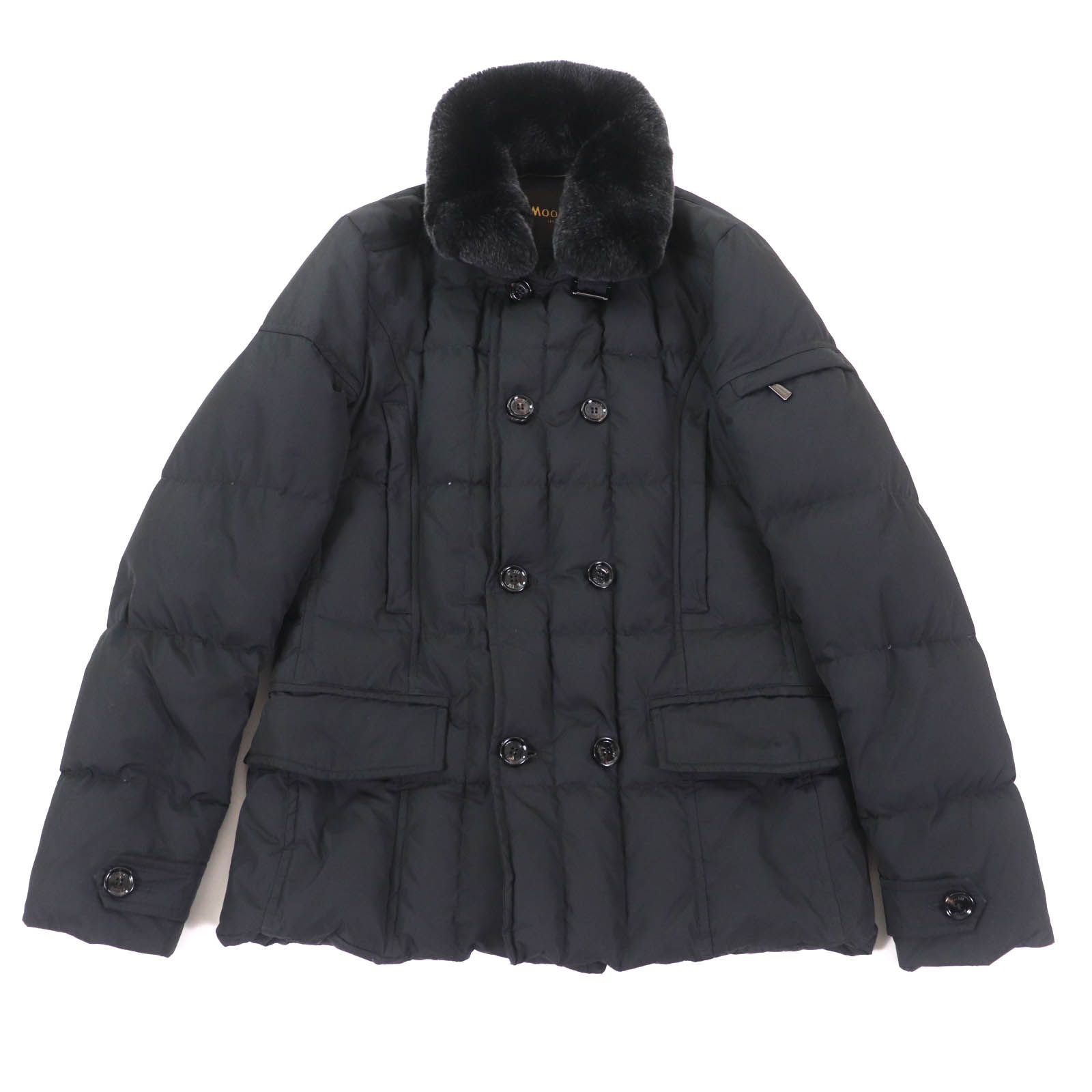 美品☆MOORER ムーレー SIRO-KM2 襟元ラビットファー ロゴボタン
