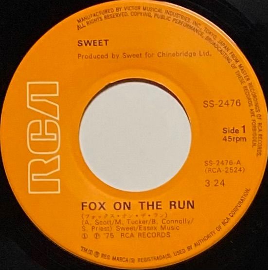 スイート 『フォックス・オン・ザ・ラン / ミス・ディミーナ』 国内盤