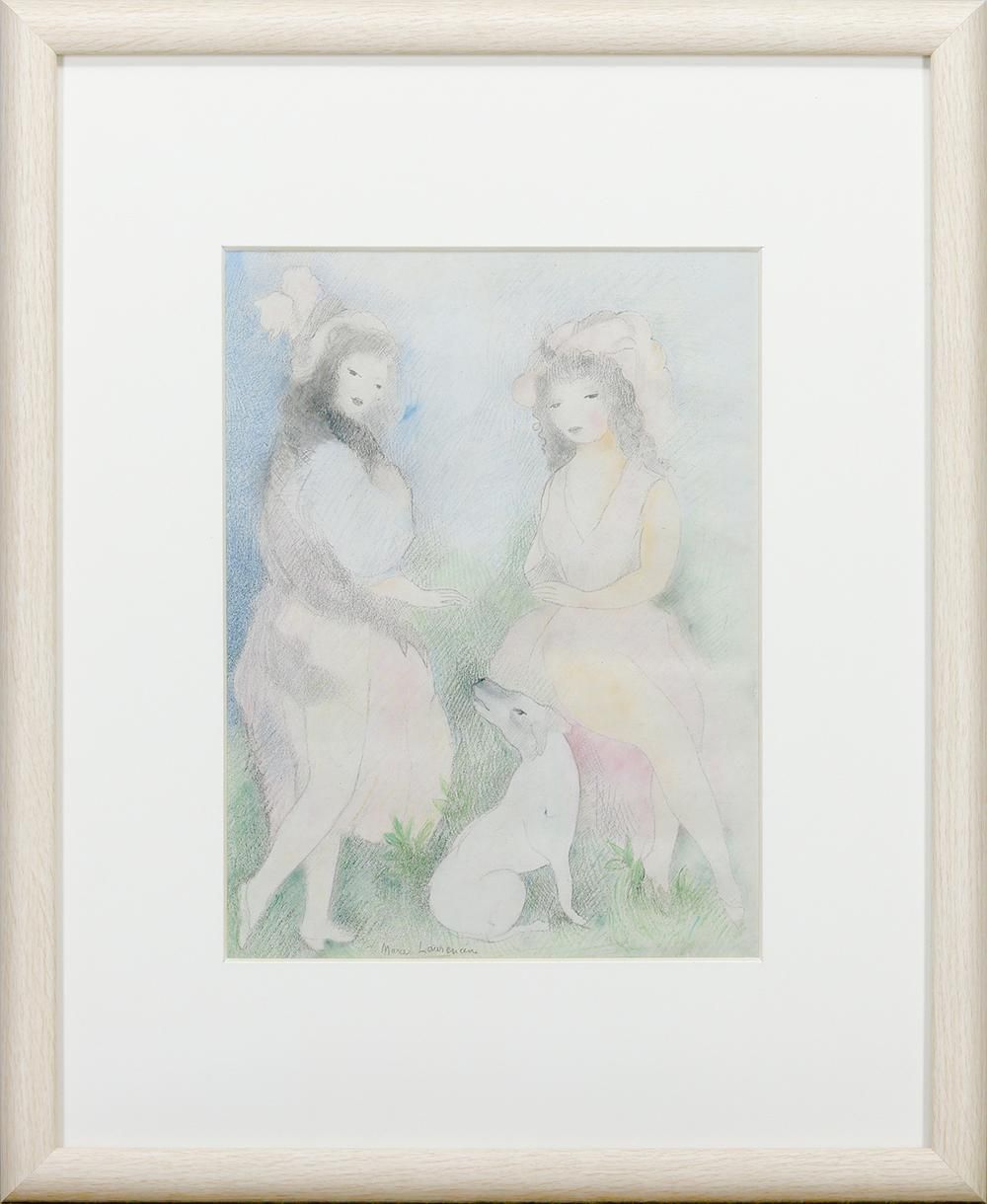 真作 WISH マリー ロ一ランサン Marie Laurencin 二人の少女と犬 リトグラフ 〇少女像巨匠 夢見るような少女像 25082132