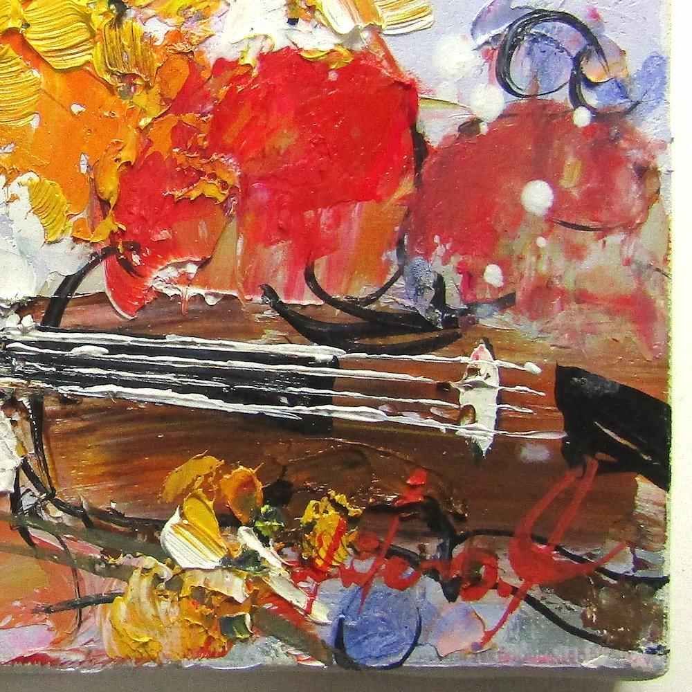 2024低価池田秀郎 　　「花とバイオリン」　　　10F　　　　油彩画 静物画
