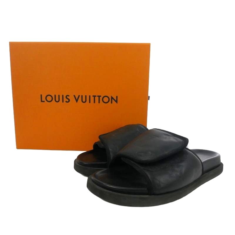 【新作☆】Louis Vuitton ブラックモノグラム Miami サンダル ルイヴィトン LOUIS VUITTON NBA マイアミ・ライン モノグラム