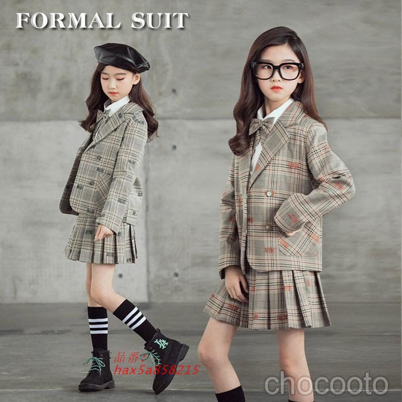 女の子 スーツ フォーマル 3点セット 小学生 子供服 スクール 入学式 プリーツスカート 卒業式 キッズスーツ 制服 ジュニアスーツ スカートチェック柄 hax5a858215