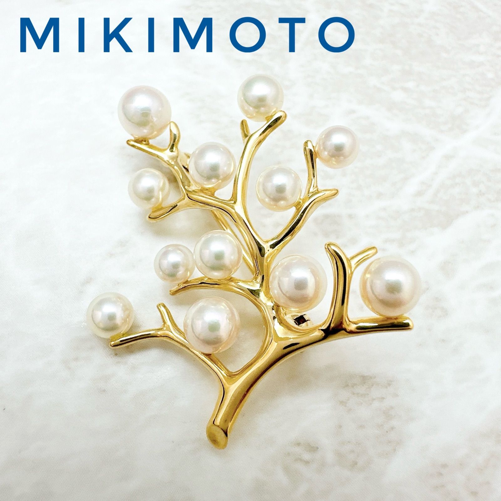 美品🌟MIKIMOTO パール 幸福の木 イエローゴールド ブローチ U - メルカリ