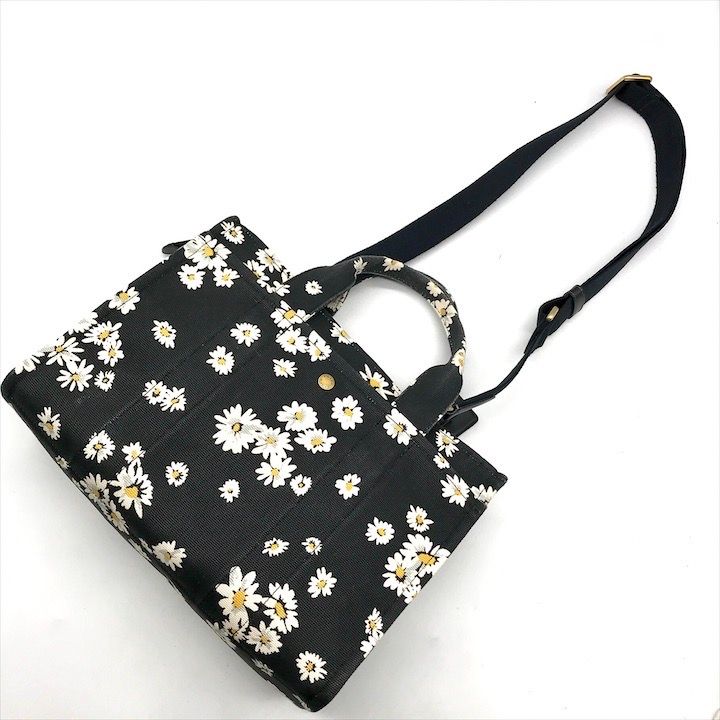 良品 COACH コーチ 2WAY 花柄 刺繍 キャンバス ターンロック ハンド  