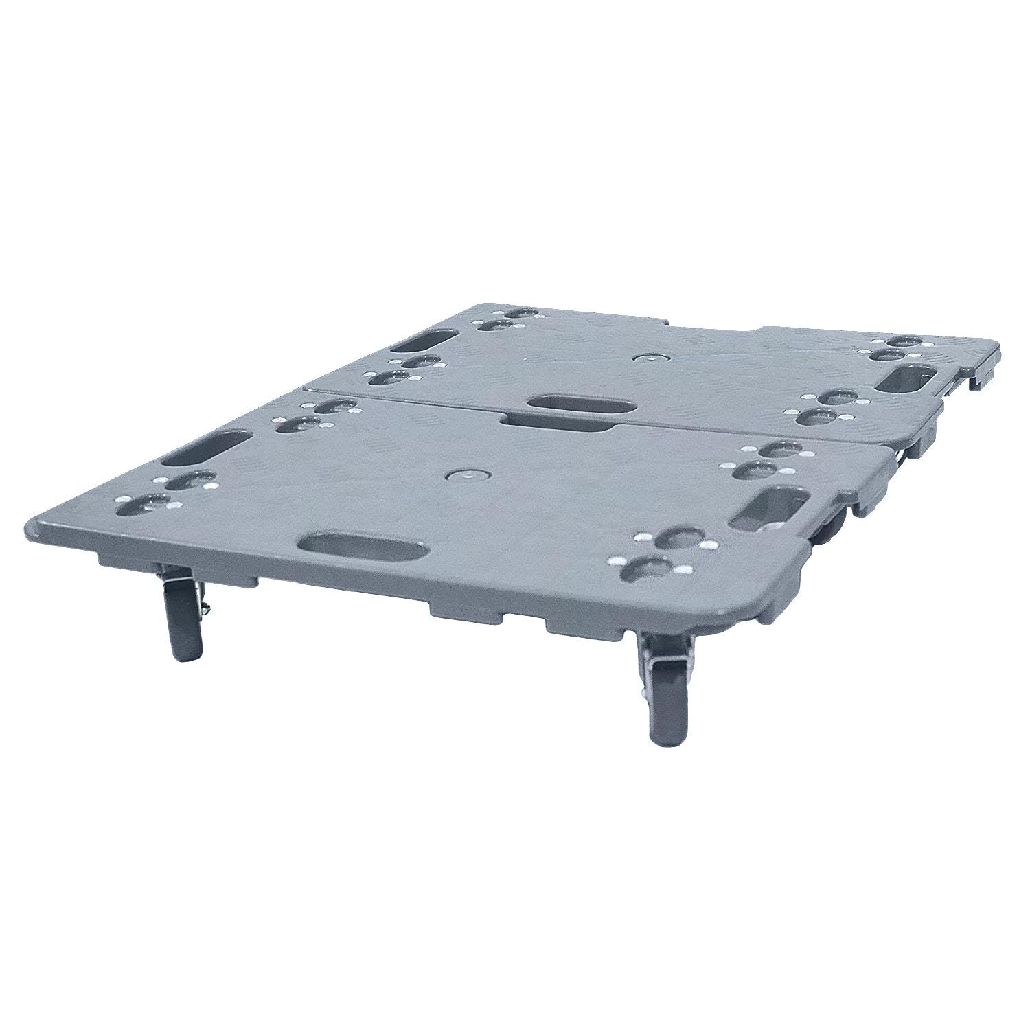 台車 キャスター付き コンパクト 連結平台車 2台セット 60x40cm 耐荷重100-130kg 4輪自在 ストッパー付き グレー 縦横連結 運搬用 家庭用 業務用