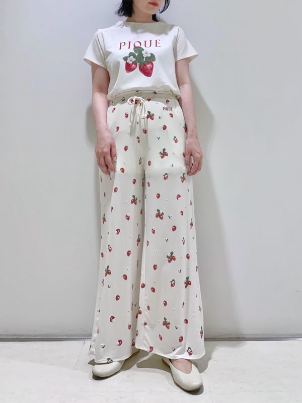 gelato pique いちごワンポイントTシャツ-ロングパンツ ブルー BLU