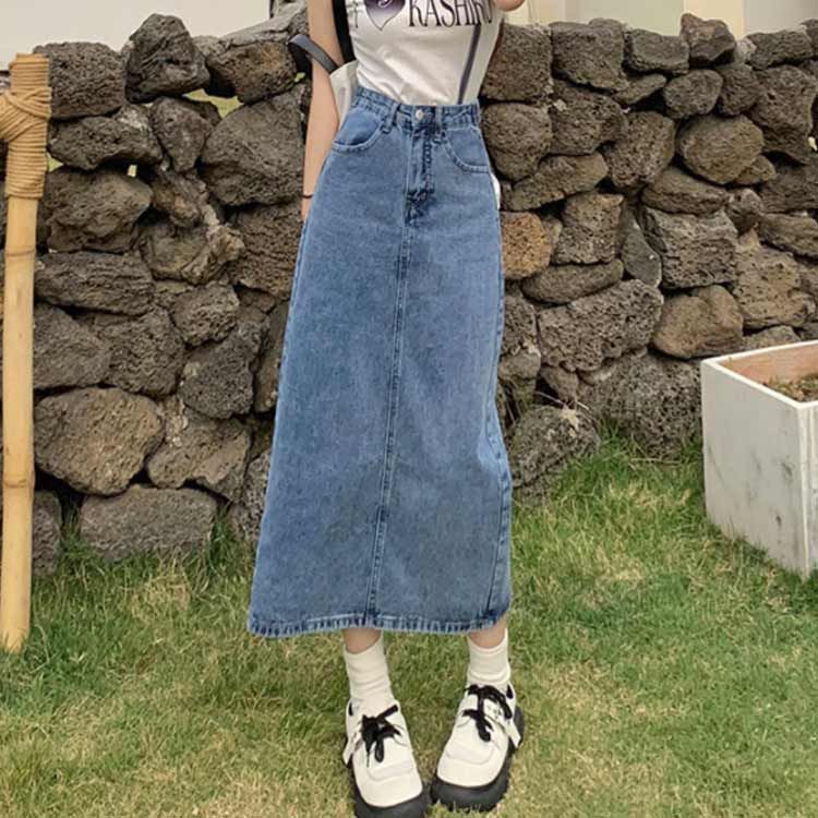 【関税込み】AGOLDE ブルー Astrid Slice デニム マキシスカート ストレッチデニムスカート ロング スカート デニム レディース